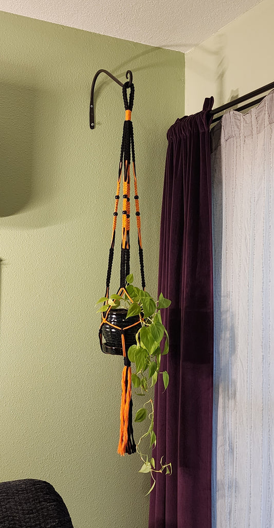 Orange/Black Macrame Plant Hanger