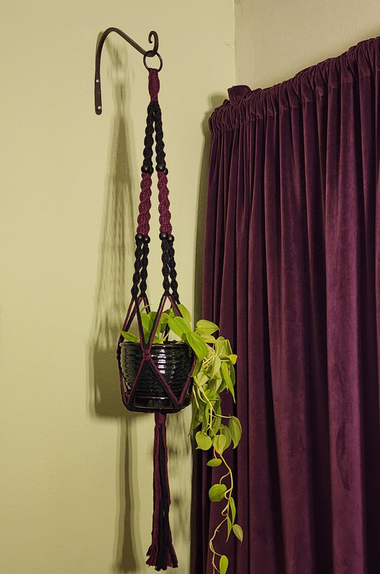 Purple/Black Macrame Plant Hanger