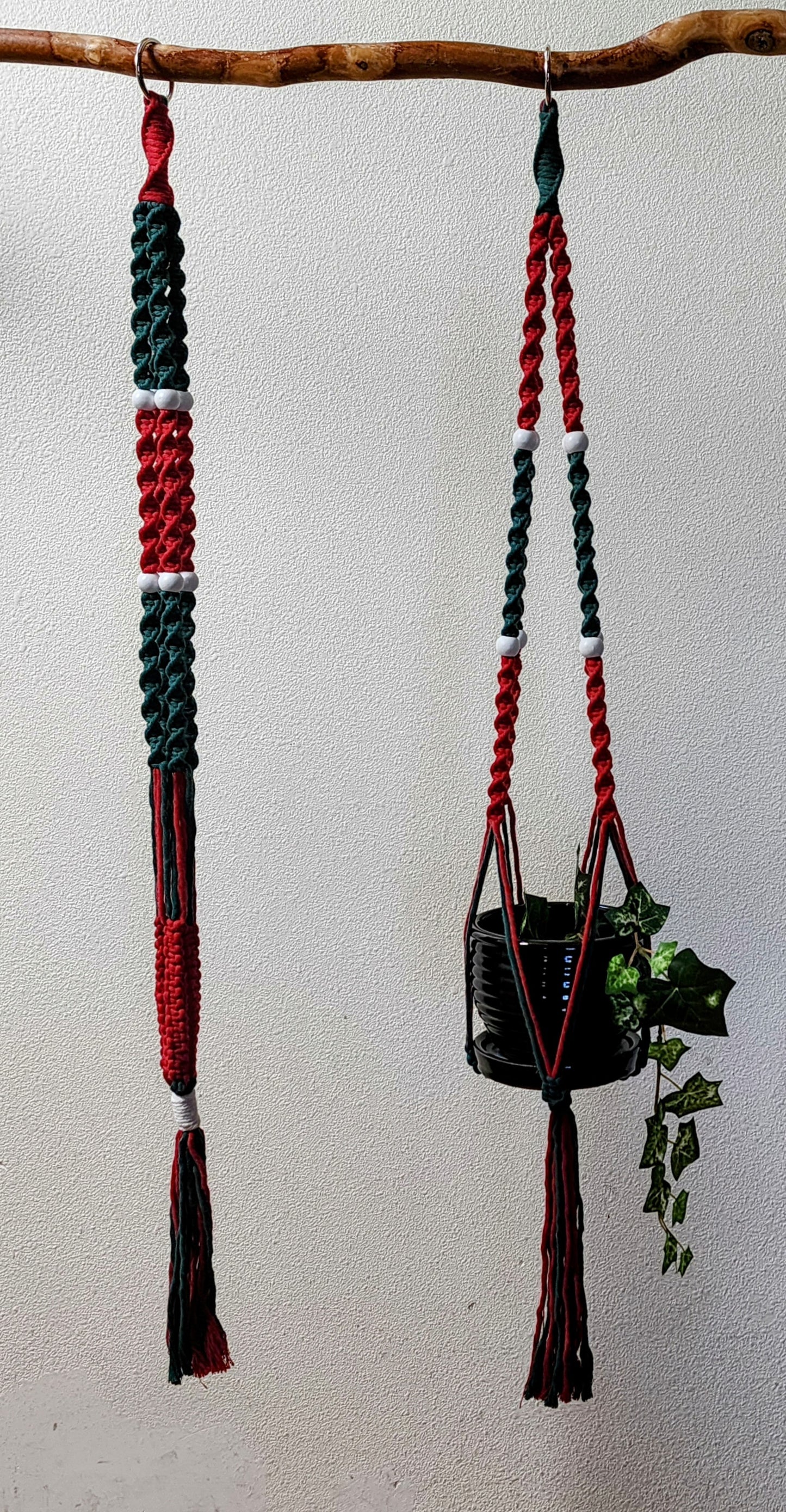 Greed/Red Macrame Plant Hanger