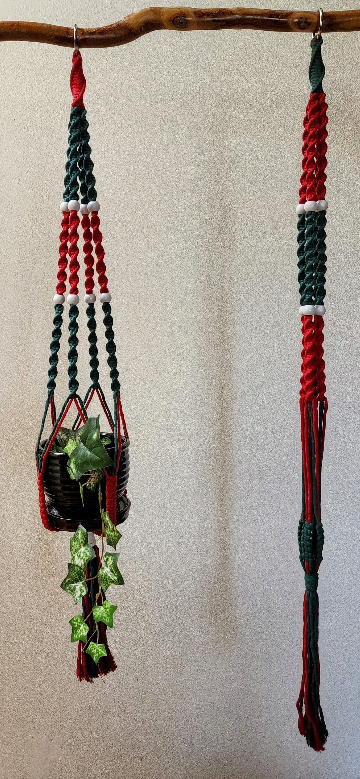 Greed/Red Macrame Plant Hanger