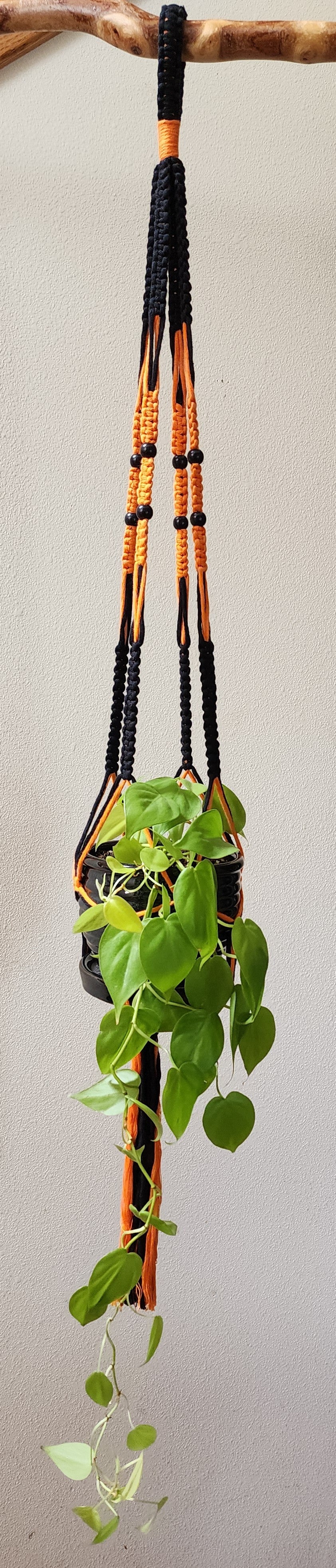 Orange/Black Macrame Plant Hanger