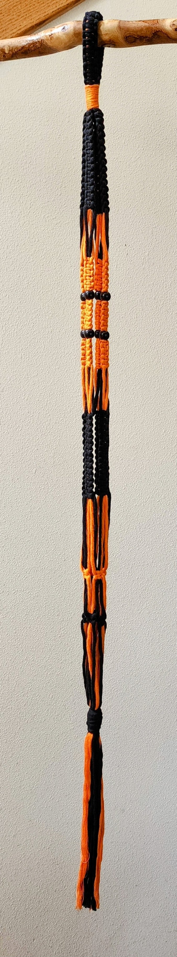 Orange/Black Macrame Plant Hanger